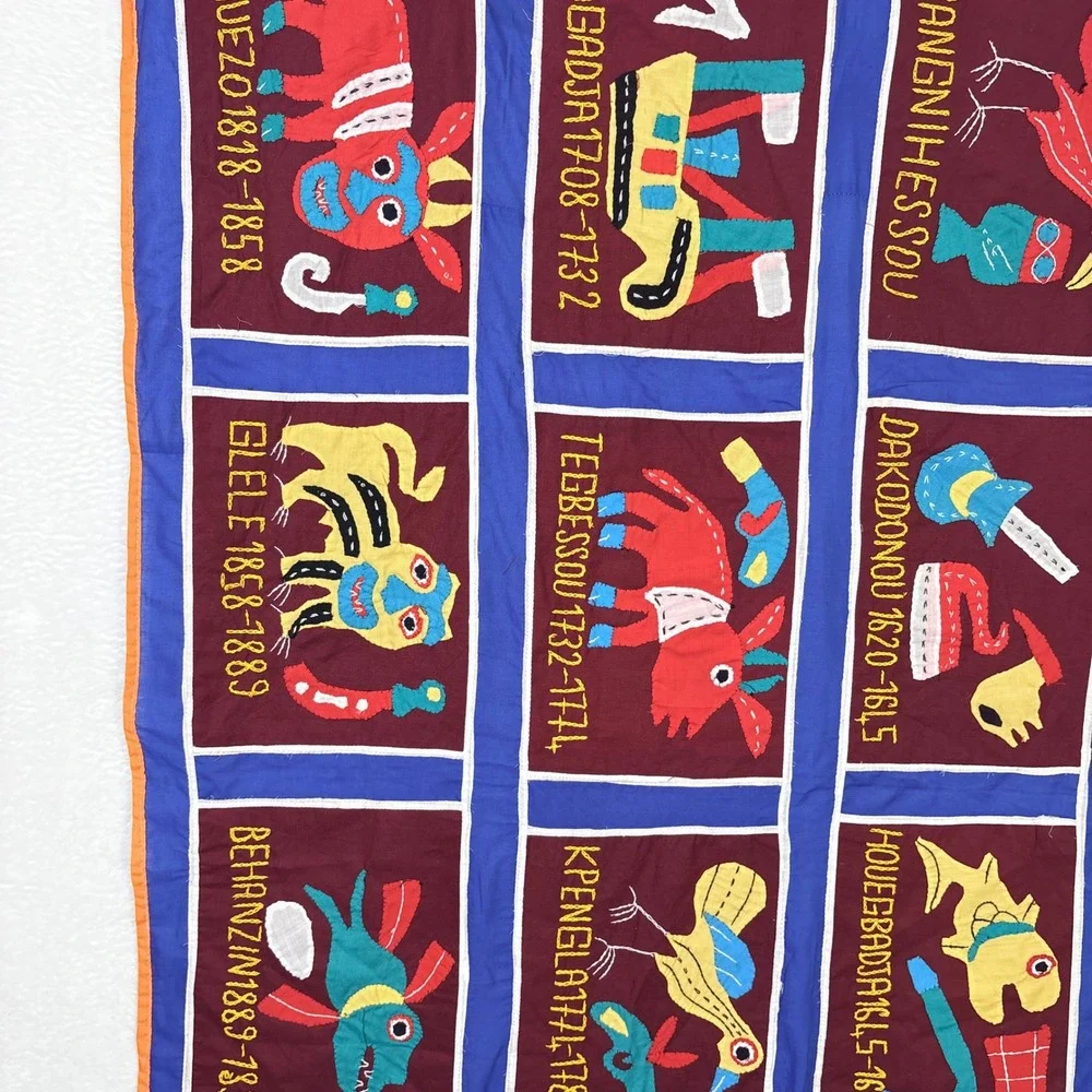 Vintage West African Dahomey Fon Applique Tapestry Kings of Benin Wall Hanging